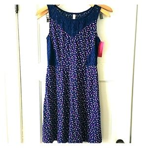 Xhilaration Blue and Pink Patterned Dress
